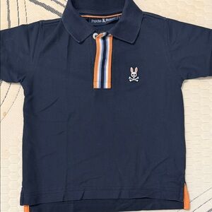 Psycho Bunny Kids Polo in Navy with Orange and White Accents